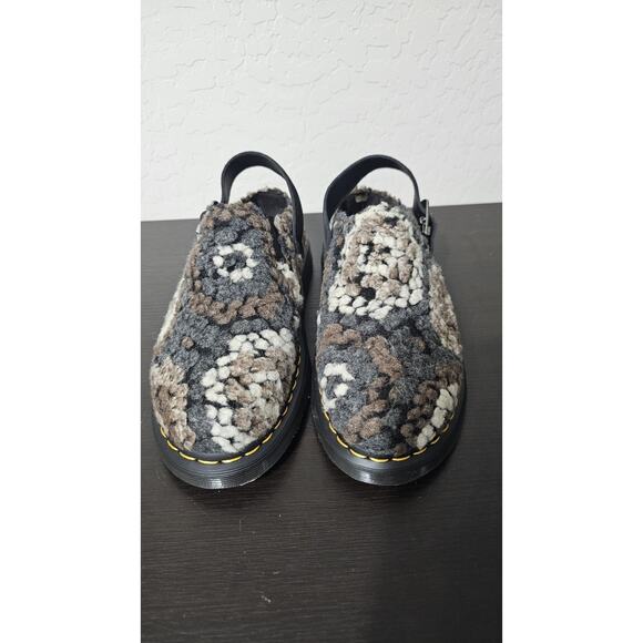 Dr Martens Isham Crochet Wool Suede Mules Black Beige Brown Mens Sz 10 - Picture 2 of 5